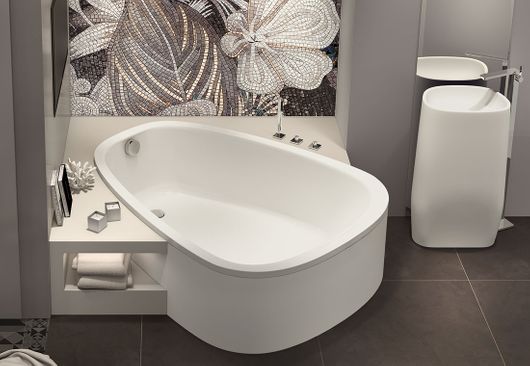 Moderne Badewanne und Waschbecken